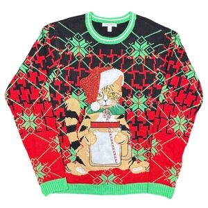 Celebrate Together Ugly Christmas Sweater Cat‎ Graphic XXL Knit Holiday